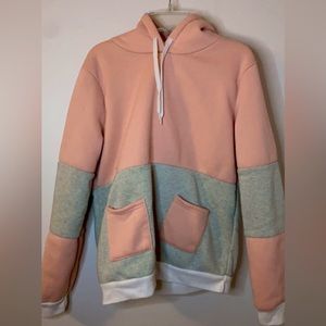 Pink and grey contrast hoodie